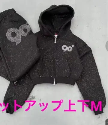 9090girl 블랙 후드티만 M