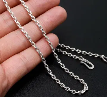 실버 925 팥 체인 목걸이 3mm 50cm 화이트 후크