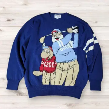CAPTAIN SANTA 울 니트 스웨터 캐릭터 골프 패턴 M