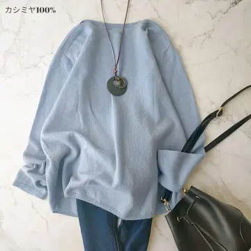 Zelal 제라르 블루 캐시미어 니트 스웨터 캐시미어 100% 사이즈 M