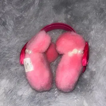 미니 핑크 퍼 귀도리 리본 포함