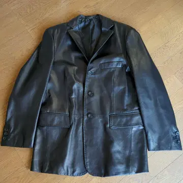 남성용 블랙 가죽 블레이저 자켓