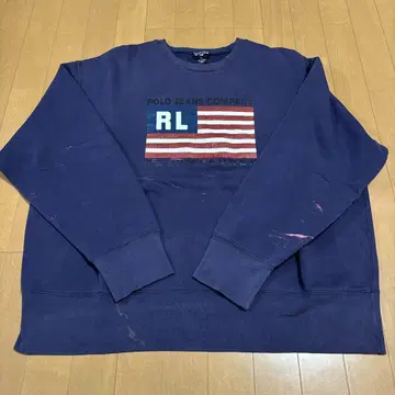 퍼플네이비 90s 랄프 로렌 프린트 맨투맨