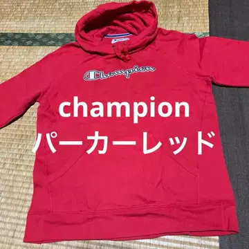 Champion 레드 후드티 US-M 사이즈