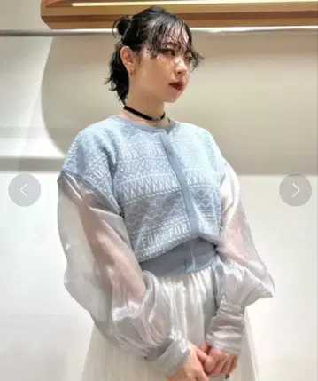 택 포함 새상품 FURFUR 로고 자카드 시어 니트 가디건 민트