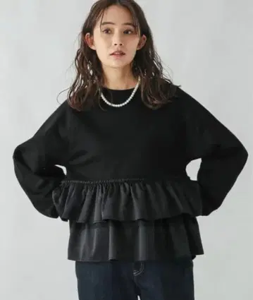 글로벌 워크 맨투맨 트레이닝복 프릴 도킹 블랙 L 사이즈