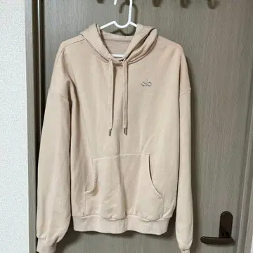 alo 베이지 후드 부착 후드티 S