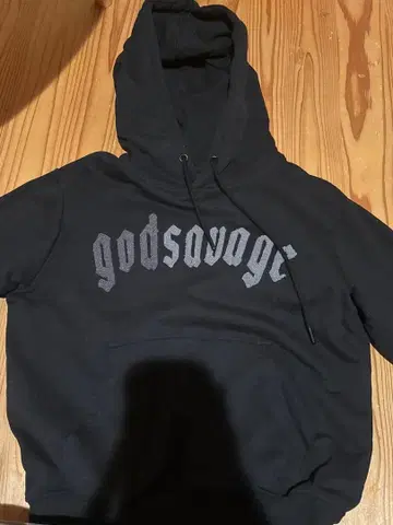 godsoavage 블랙 후드 부착 후드티