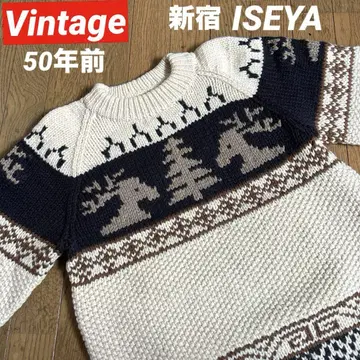 빈티지 신주쿠 ISEYA 카우친 스웨터 크루넥 스웨터