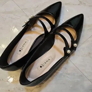 DIANA 블랙 스틸레토 슈즈 펄 24.5cm