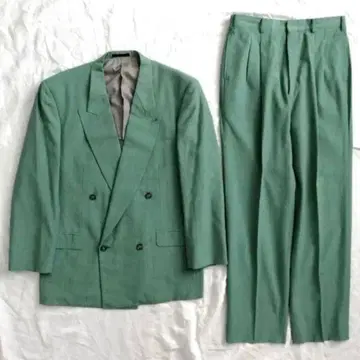 80s 빈티지 라임 그린 더블 수트 셋업