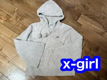 x-girl 베이지 후드 부착 후드티