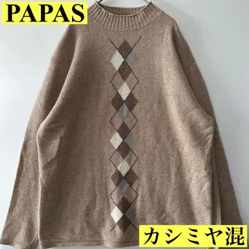 PAPAS 파파스 캐시미어 혼방 아가일 무늬 니트 스웨터