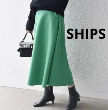 새상품급 SHIPS 쉽스 울 서큘러 스커트 그린 S