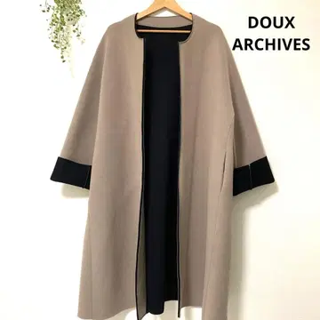 듀얼 아카이브 본딩 롱 코트 베이지 x 블랙 루즈핏