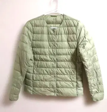 UNIQLO 유니클로 노카라 울트라 라이트 다운 자켓 민트 그린