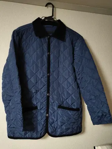 Mr.VAN 네이비 블루 퀼팅 자켓 코듀로이 옷깃