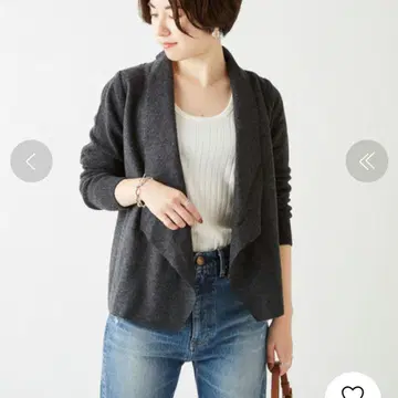 택 포함 미사용품 개럴개런트 보일 울 니트 자켓 그레이