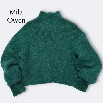 mila owen 모헤어 니트 풀오버 하이넥 그린 0