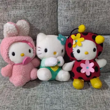 헤이세이 레트로 헬로키티 봉제 인형 3체 세트 98년 99년