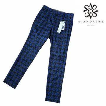 [ 새상품 택 포함 ] 세인트 앤드류스 팬츠 하운드투스 체크 파랑 골프