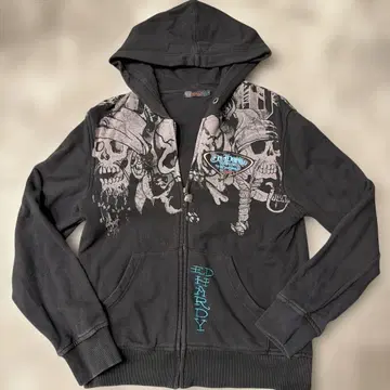 Ed Hardy 스컬 프린트 후드티 M