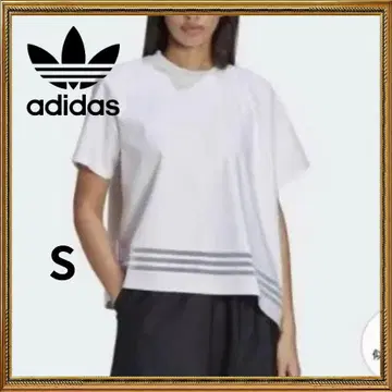 아디다스 오리지널 비대칭 T셔츠 화이트 흰색 쓰리스트라이프 S