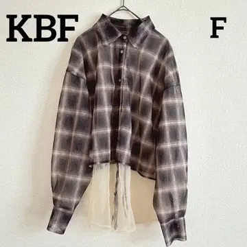 KBF 튤 레이어드 셔츠 체크 무늬 캐주얼