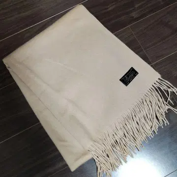 베이지 프린지 100% 캐시미어 스톨