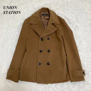 UNION STATION 피 코트 M 브라운 카멜 남성용 비기