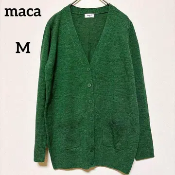 [마카] maca V넥 니트 가디건 성숙 캐주얼 포켓 부착 그린 M