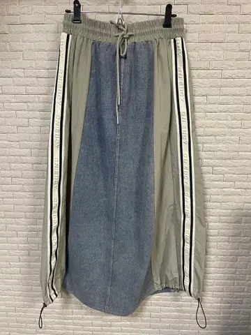 롱 스커트 데님 베이지