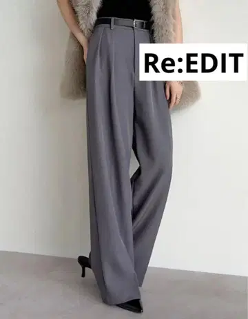 Re:EDIT 스트레치 믹스 트윌 더블 턱 와이드 팬츠 UNIQLO