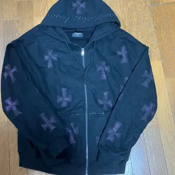 UNKNOWN LONDON 크로스 큐빅 지퍼 후드티