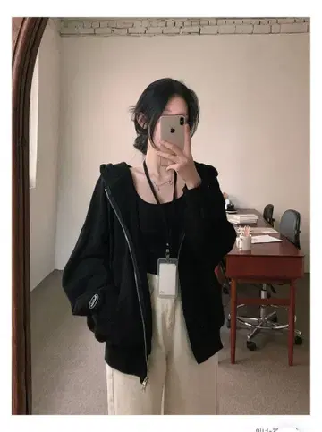 beildelli 더블 지퍼 후드티 블랙