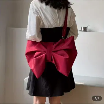 리본 숄더백 레드