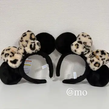 디즈니 머리띠 리본 레오파드 무늬 미니 2개 세트