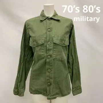70년대 80년대 유틸리티 셔츠 밀리터리 셔츠 카키