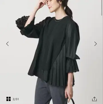 2025AW 플리츠 니트 콤비 블라우스 워셔블