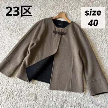 23구 더블 페이스 케이프 노카라 자켓 가죽 40 판초