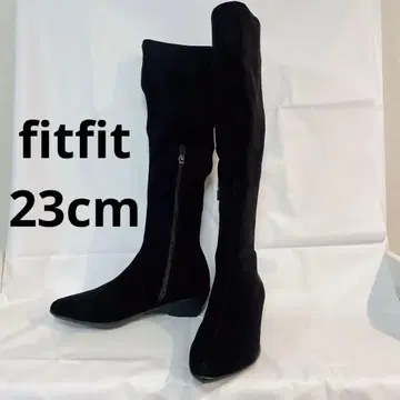 [ 새상품급 ] fitfit 23cm 블랙 스웨이드 롱 부츠 사이드 지퍼