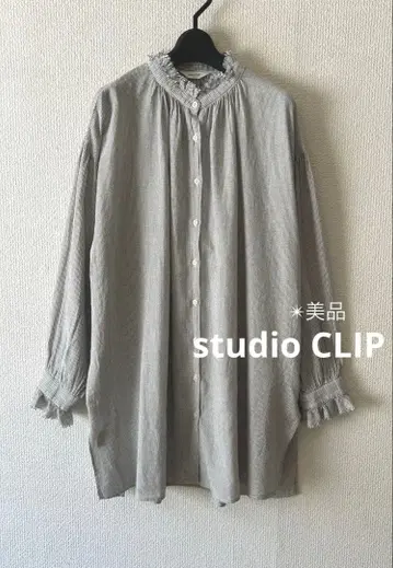 [ studio CLIP ] 새상품급 밴드 카라 블라우스