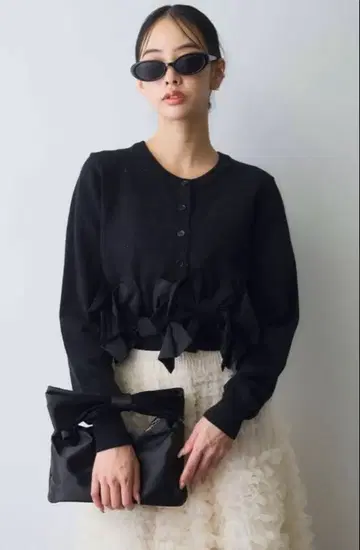 [ 새상품 ] 밑단 리본 가디건 Frene 플라네