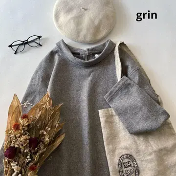 b1304* 그린 grin 플란넬 울 롤 칼라 풀오버