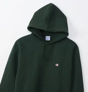 Champion 다크 그린 후드 부착 맨투맨