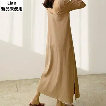 [ 새상품 ] Lian 리안 컷 리브 백 오픈 원피스 베이지