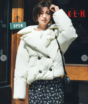 COCODEAL 퍼 빅 칼라 다운 코트