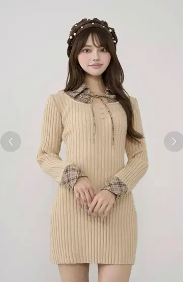다리치 레이어드라이크 니트 미니 원피스