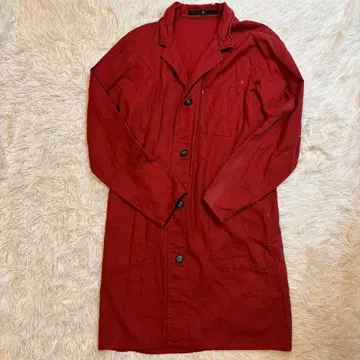 NO ID. 롱 셔츠 레드 사이즈 2 울 린넨 혼방