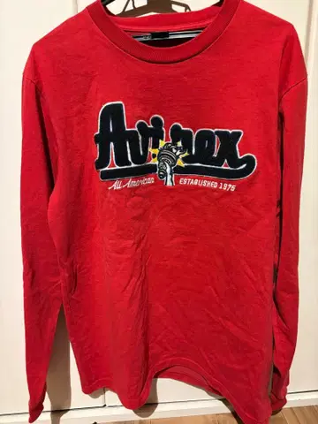 AVIREX 롱 슬리브 티셔츠 L 레드